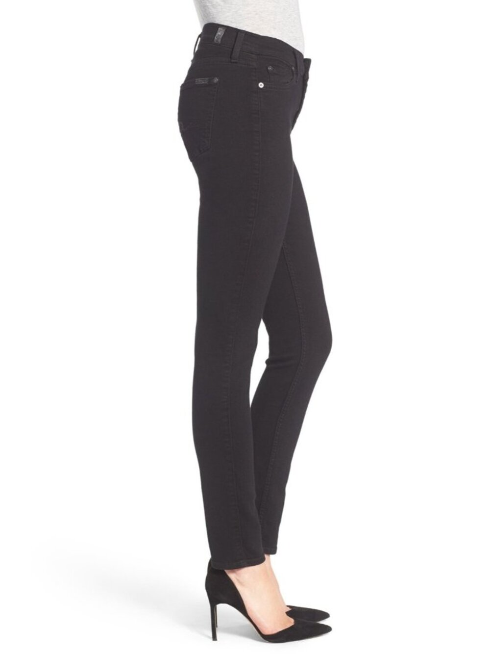 NWT 7 For All Mankind The Skinny in Washed Overdyed Black Stretch Jeans 31